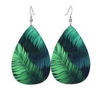 Boucles d'oreilles pendantes en forme de feuilles de palmier tropicales pour femme - En cuir - Double face - Légères - Accessoires d'oreilles tendance - Cadeau d'anniversaire