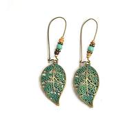 Boucles d'oreilles pendantes en forme de feuilles pour femmes, boucles d'oreilles en forme de feuille creuse, boucles d'oreilles vintage exagérées, cadeau pour fille, GreenNice traitées