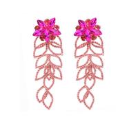 Boucles d'oreilles pendantes en forme de fleur en cristal, motif feuille de strass, style pompon long, 10,5 cm de long, Uniform code, Perceuse à eau, perceuse à eau