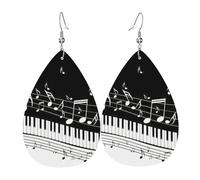Boucles d'oreilles pendantes en forme de goutte avec touches de piano avec notes de musique imprimées élégantes pour femmes, bijoux tendance pour la Saint-Valentin