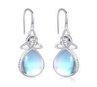 Boucles d'oreilles pendantes en forme de goutte d'eau en argent sterling 925 avec nœud celtique en forme de goutte d'eau pour femmes et filles