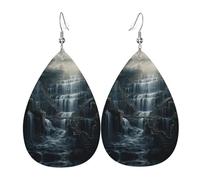 Boucles d'oreilles pendantes en forme de goutte d'eau en cascade - Élégantes et légères - Pour femmes et filles - Taille unique - Cuir - Sans pierre précieuse