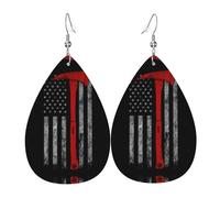 Boucles d'oreilles pendantes en forme de hache de pompier rouge pour femme, boucles d'oreilles artistiques en forme d'étoile contemporaine, bijoux pendants contemporains pour fêtes et sociaux