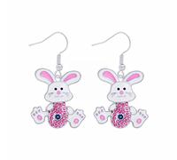 Boucles d'oreilles pendantes en forme de lapin mignon - Œuf de Pâques - Boucles d'oreilles de Pâques - Boucles d'oreilles créoles scintillantes pour femme, taille unique, Métal, Pas de pierre