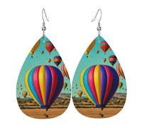 Boucles d'oreilles pendantes en forme de larme avec impression montgolfière lavande pour femme, bijou tendance, festival, usage quotidien