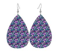 Boucles d'oreilles pendantes en forme de larme avec papillons violets et fleurs pour femme