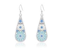 Boucles d'oreilles pendantes en forme de larme en cristal de Bohême, boucles d'oreilles pendantes vintage en forme de fleur ajourée vert olive, style national, boucles d'oreilles à crochet en forme de