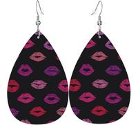 Boucles d'oreilles pendantes en forme de larme pour femmes - Bijoux en cuir - Boucles d'oreilles - Lips Kiss