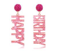 Boucles d'oreilles pendantes en forme de lettre BDAY avec perles et paillettes - Boucles d'oreilles en acrylique pour anniversaire et fêtes de fin d'année, Acrylique, Pas de gemme