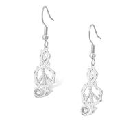 Boucles d'oreilles pendantes en forme de note de musique en acier inoxydable avec signe de paix pour les amateurs de musique cadeaux pour femmes et adolescentes (argent)