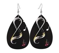 Boucles d'oreilles pendantes en forme de notes de musique pour femme - En cuir - Double face - Légères - Accessoires d'oreilles tendance - Cadeau d'anniversaire