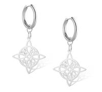 Boucles d'oreilles pendantes en forme de nœud celtique en acier inoxydable - Cadeau pour femme (creole en argent)