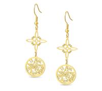 Boucles d'oreilles pendantes en forme de nœud de sorcière, motif tétragramme, pentagramme, nœud celtique, protection sorcière, bijoux irlandais pour femme, Acier inoxydable, Pas de gemme