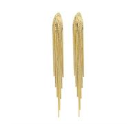 Boucles d'oreilles pendantes en forme de nœud pour femme - Longues boucles d'oreilles dorées - Chaîne serpent, Cuivre, Pas de gemme