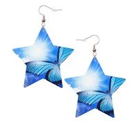 Boucles d'oreilles pendantes en forme de papillon pour femme, boucles d'oreilles pendantes en forme d'étoile étincelante, bijoux tendance pour soirée, One Size, Cuir