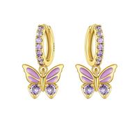 Boucles d'oreilles pendantes en forme de papillon violet minimalistes en argent pour usage professionnel et de soirée