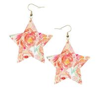 Boucles d'oreilles pendantes en forme de pivoine pêche pour femme, boucles d'oreilles pendantes en forme d'étoile étincelante, bijoux tendance pour soirée, One Size, Cuir