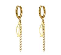 Boucles d'oreilles pendantes en forme de poisson Ichthus - Boucles d'oreilles en forme de croix - Bijoux religieux - Symboles chrétiens - Accessoires cadeau pour femme, Acier inoxydable, Pas de gemme