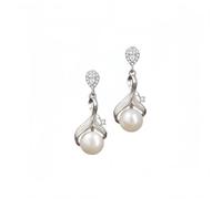 Boucles d'oreilles pendantes en forme de queue de sirène en argent sterling 925 avec zircone cubique et perle de culture d'eau douce, cadeau de mariage, cadeau pour elle, Saint-Valentin, fête des