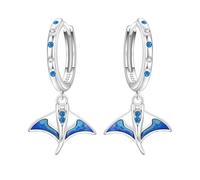 Boucles d'oreilles pendantes en forme de raie manta bleue, clous minimalistes en argent pour usage professionnel et de soirée
