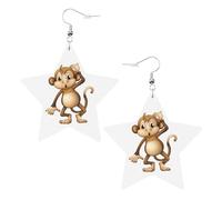 Boucles d'oreilles pendantes en forme de singe mignon pour femme, boucles d'oreilles pendantes en forme d'étoile étincelante, bijoux tendance pour soirée, One Size, Cuir