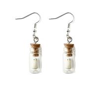 Boucles d'oreilles pendantes en forme de spectre blanc dans une bouteille en verre pour femme et fille - Cadeau unique - Boucles d'oreilles pendantes spectre blanc