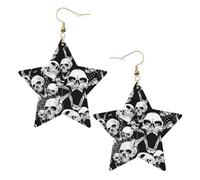 Boucles d'oreilles pendantes en forme de tête de mort pour femme, boucles d'oreilles pendantes en forme d'étoile étincelante, bijoux tendance pour soirée, One Size, Cuir