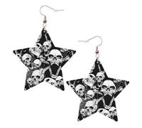 Boucles d'oreilles pendantes en forme de tête de mort pour femme, boucles d'oreilles pendantes en forme d'étoile étincelante, bijoux tendance pour soirée, One Size, Cuir