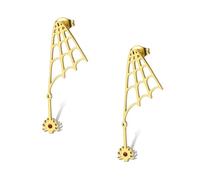 Boucles d'oreilles pendantes en forme de toile d'araignée en acier inoxydable pour femme - Accessoires de costume d'Halloween (or)