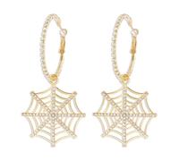 Boucles d'oreilles pendantes en forme de toile d'araignée en cristal, 3,14 cm de long, bijoux de fête d'Halloween, Uniform code, Métal, perceuse d'eau artificielle