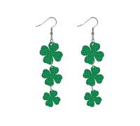 Boucles d'oreilles pendantes en forme de trèfle vert pour la Saint-Patrick en acrylique - Pour femmes et filles - Trèfle vert, Plastique