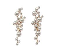 Boucles d'oreilles pendantes en forme de vigne en cascade avec fausses perles pour femme, bijoux délicats pour bal et mariage
