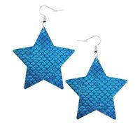Boucles d'oreilles pendantes en forme d'écailles de poisson bleu pour femme, boucles d'oreilles pendantes en forme d'étoile étincelante, bijoux tendance pour soirée