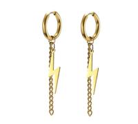 Boucles d'oreilles pendantes en forme d'éclairs Boucles d'oreilles à crochets Flash Thunder Fashion Bijoux Punk Cadeau de fête Hip Hop 80s pour les femmes et les hommes (boucle d'oreille or 2)