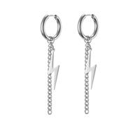Boucles d'oreilles pendantes en forme d'éclairs Boucles d'oreilles à crochets Flash Thunder Fashion Bijoux Punk Cadeau de fête Hip Hop 80s pour les femmes et les hommes (boucle d'oreille argent 2)