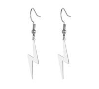 Boucles d'oreilles pendantes en forme d'éclairs Boucles d'oreilles à crochets Flash Thunder Fashion Bijoux Punk Cadeau de fête Hip Hop 80s pour les femmes et les hommes (boucle d'oreille argent)