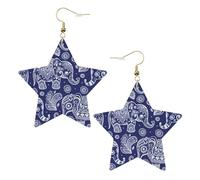 Boucles d'oreilles pendantes en forme d'éléphant bohème pour femme, boucles d'oreilles pendantes en forme d'étoile étincelante, bijoux tendance pour soirée, One Size, Cuir