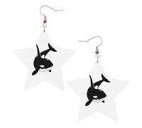 Boucles d'oreilles pendantes en forme d'épaulard, dauphin, océan, pour femme, boucles d'oreilles pendantes en forme d'étoile étincelante, bijoux tendance pour soirée, One Size, Cuir