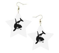 Boucles d'oreilles pendantes en forme d'épaulard, dauphin, océan, pour femme, boucles d'oreilles pendantes en forme d'étoile étincelante, bijoux tendance pour soirée, One Size, Cuir