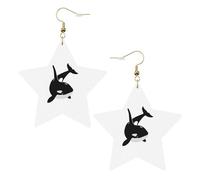 Boucles d'oreilles pendantes en forme d'épaulard, dauphin, océan, pour femme, boucles d'oreilles pendantes en forme d'étoile étincelante, bijoux tendance pour soirée, One Size, Cuir