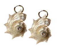 Boucles d'oreilles pendantes en forme d'escargot de mer naturel, design léger et confortable, texture marine unique, clous de coquillage pour femme, créoles en coquillages biologiques