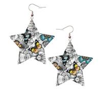 Boucles d'oreilles pendantes en forme d'étoile avec papillons violets pour femme, One Size, Cuir