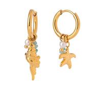 Boucles d'oreilles pendantes en forme d'étoile de mer martelée en acier inoxydable léger et sophistiqué pour femme - Antirouille - Accessoires d'oreilles modernes, taille unique, Comme décrit, Comme