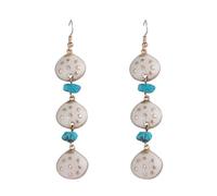 Boucles d'oreilles pendantes en forme d'étoile de style bohème en émail et perles turquoises en forme de coquillage blanc pour femme