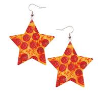 Boucles d'oreilles pendantes en forme d'étoile étincelante en forme de pizza pepperoni 3D pour femme, bijoux tendance pour soirée, One Size, Cuir