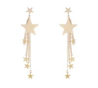 Boucles d'oreilles pendantes en forme d'étoile filante en cristal brillant - Boucles d'oreilles pendantes en forme d'étoile de météorite - Bijoux pour femme (étoile à pompons dorés)
