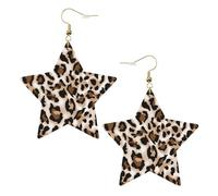 Boucles d'oreilles pendantes en forme d'étoile scintillante avec imprimé léopard - Bijoux tendance pour soirée