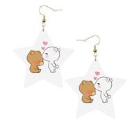 Boucles d'oreilles pendantes en forme d'ours brun avec ours blanc pour femme, boucles d'oreilles pendantes en forme d'étoile étincelante, bijoux tendance pour soirée, One Size, Cuir