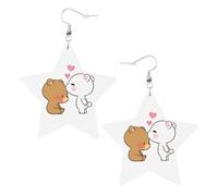 Boucles d'oreilles pendantes en forme d'ours brun avec ours blanc pour femme, boucles d'oreilles pendantes en forme d'étoile étincelante, bijoux tendance pour soirée, One Size, Cuir