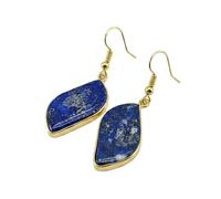 Boucles d'oreilles pendantes en lapis-lazuli naturel rare AA forme élégante, couleur bleue, plaqué or, 26 x 13 mm, style bohème, bijou chakra fait main | LK_LPE_00076